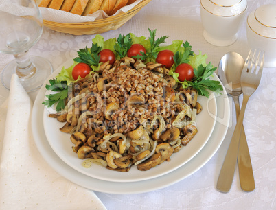 Buckwheat porridge with mushrooms