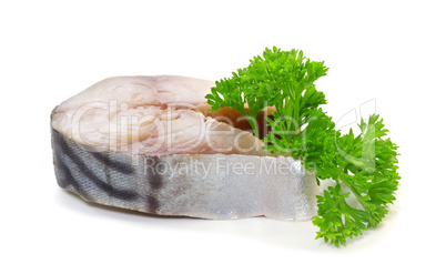 Salted mackerel with lemon on a white background