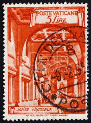 Postage stamp Vatican 1949 Basilica St. Prassede, Rome