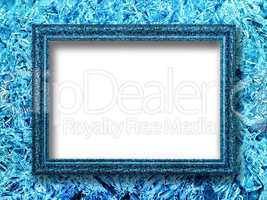 Ice picture frame on a background of ice crystals