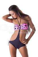 beauty woman in color swimsuit isolated