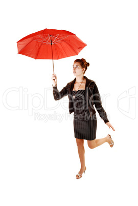 Girl with red umbrella.