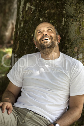 man with beard relaxing