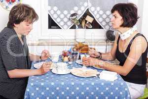 Two women at breakfast