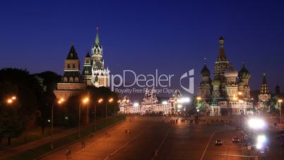 Kremlin and Saint Basil's Cathedral night timelapse