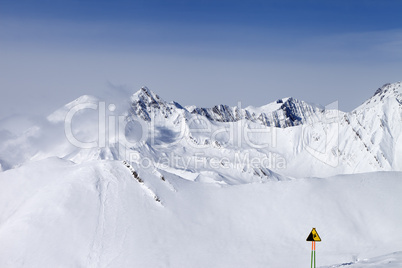 Warning sing on ski resort