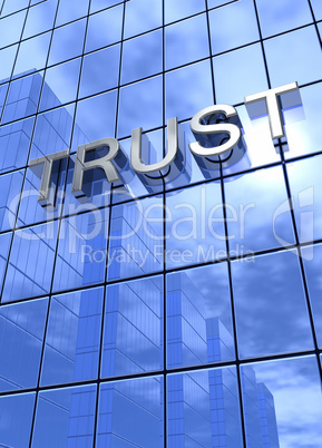 Spiegelfassade Blau - Trust Konzept vertikal