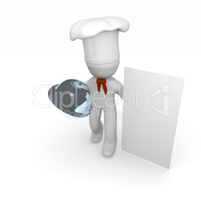 Chef with a blank sign