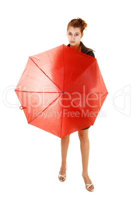 Girl with red umbrella.