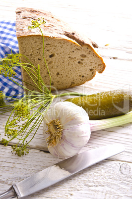 pickled gherkins and onions