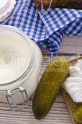 pickled gherkins and onions