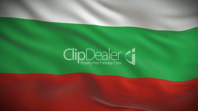 Highly detailed Bulgarian flag ripples in the wind. Looped 3d animation for continuous playback.