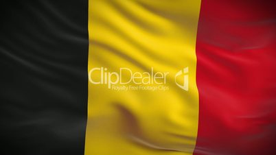 Highly detailed Belgian flag ripples in the wind. Looped 3d animation for continuous playback.