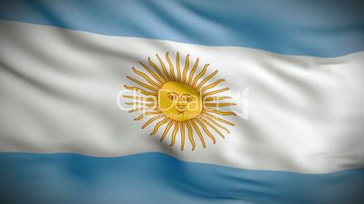 Highly detailed Argentinean flag ripples in the wind. Looped 3d animation for continuous playback.