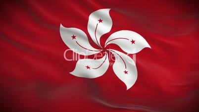 Highly detailed flag of Hong Kong ripples in the wind. Looped 3d animation for continuous playback.