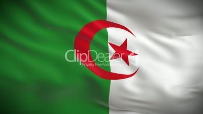 Highly detailed Algerian flag ripples in the wind. Looped 3d animation for continuous playback.