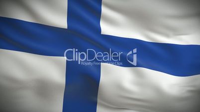 Highly detailed Finnish flag ripples in the wind. Looped 3d animation for continuous playback.