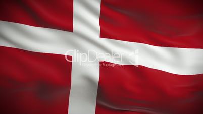 Highly detailed Danish flag ripples in the wind. Looped 3d animation for continuous playback.
