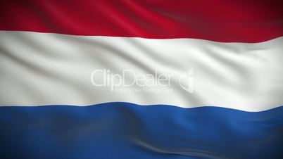 Highly detailed flag of the Netherlands ripples in the wind. Looped 3d animation for continuous playback.