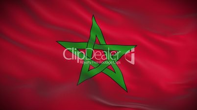 Highly detailed Moroccan flag ripples in the wind. Looped 3d animation for continuous playback.