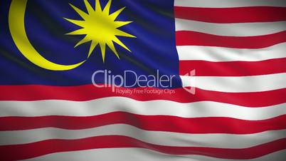 Highly detailed Malaysian flag ripples in the wind. Looped 3d animation for continuous playback.
