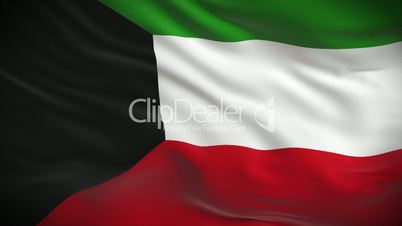 Highly detailed Kuwaiti flag ripples in the wind. Looped 3d animation for continuous playback.