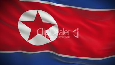 Highly detailed flag of North Korea ripples in the wind. Looped 3d animation for continuous playback.
