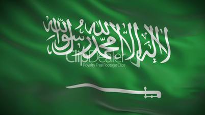 Highly detailed flag of Saudi Arabia ripples in the wind. Looped 3d animation for continuous playback.