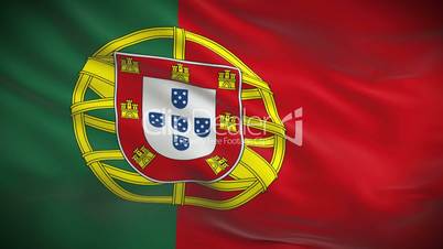 Highly detailed Portuguese flag ripples in the wind. Looped 3d animation for continuous playback.