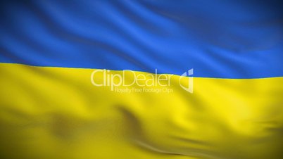 Highly detailed flag of Ukraine ripples in the wind. Looped 3d animation for continuous playback.