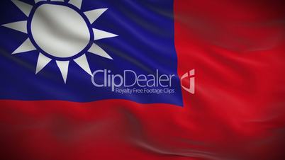 Highly detailed flag of Taiwan ripples in the wind. Looped 3d animation for continuous playback.