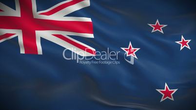 Highly detailed flag of New Zealand ripples in the wind. Looped 3d animation for continuous playback.