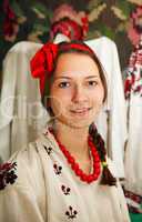 Teen girl wearing Ukrainian costume