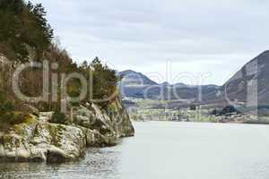 steep rock at coast in norway