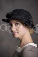 young woman in hat