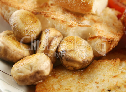 Button Mushrooms And Toast
