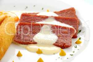 Spam With Cheese Sauce