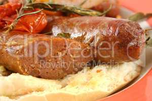 Baked Sausages And Tomatoes