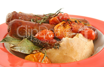 Baked Tomato And Sausages