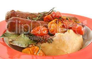 Baked Tomato And Sausages