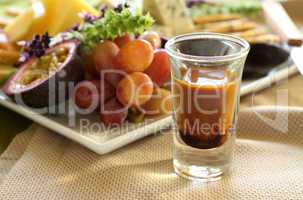 Fruit And Cheese Platter With Coffee