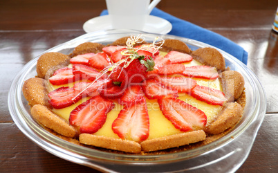 Strawberry Custard Biscuit Tart