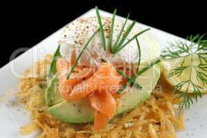 Salmon And Poached Egg Stack