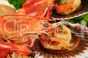 Pan Fried Scallops And Shrimps