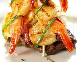 Shrimps On Steak