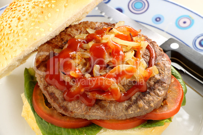 Onions On Beef Burger