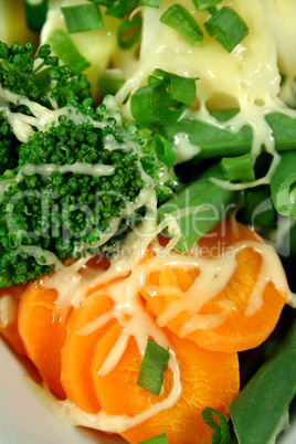 Carrot, Broccoli And Beans With Cheese