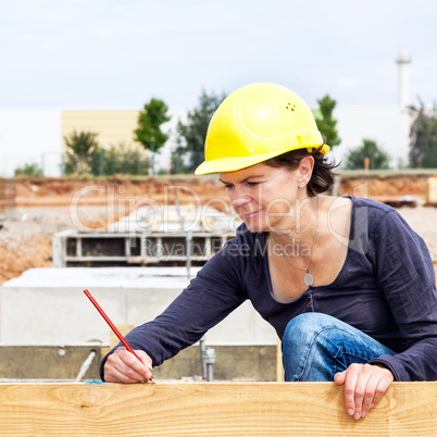 Measure engineer at the construction site