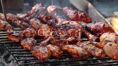 Barbecue Chicken Wings and Legs, closeup.