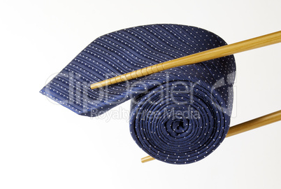 Blue tie and chopsticks